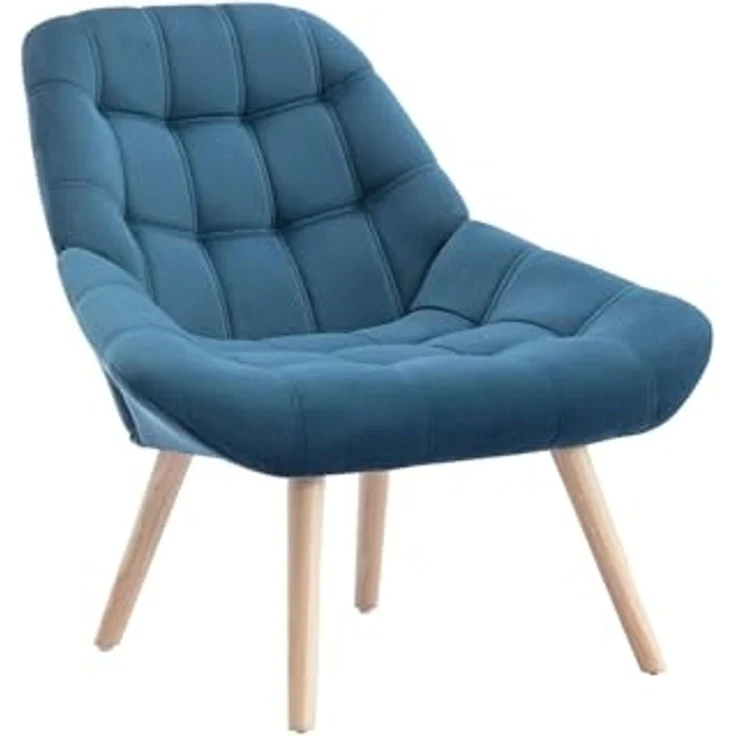 Vente-unique - LUOSTO - Sessel mit gerader Rückenlehne - Holz, Platte - Holz - Blaugrün - 87 x 79 x 83 cm – Bild 1