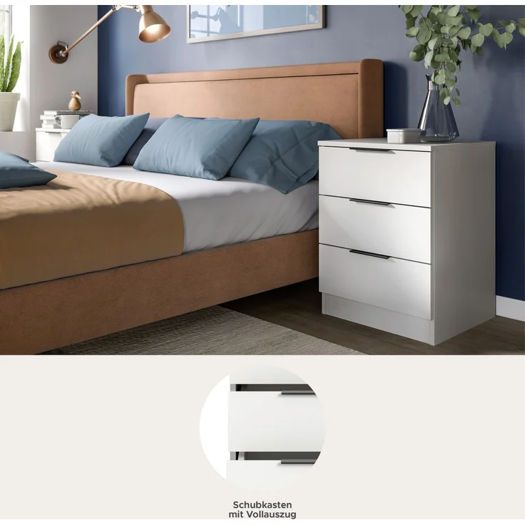 Nachtkommode (B/H/T: 45x60x40 cm) in weiß – Bild 6
