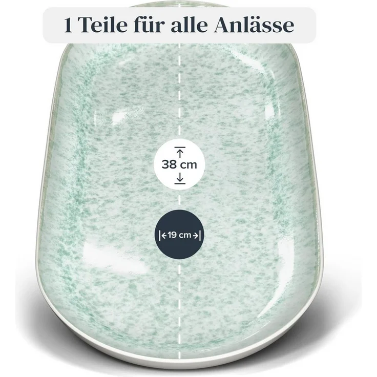 PURE LIVING INTERIOR DESIGN Geschirr-Set Pure Living Servierplatte »Ibiza«, oval, Steingut, Türkis, 1 Personen, Steingut, Ovale Form – perfekt zum Anrichten, Elegantes Servierdesign, Reaktive… – Bild 3