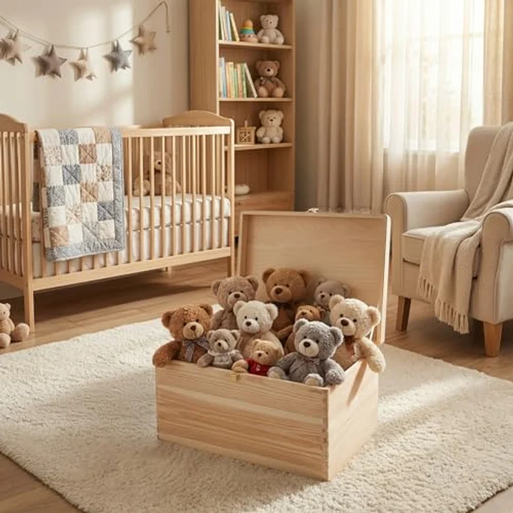 Creative Deco Holzkiste Natur mit Deckel und Schloss, Erinnerungsbox Baby Groß Holzbox mit Deckel Unlackiert Kasten – Bild 3