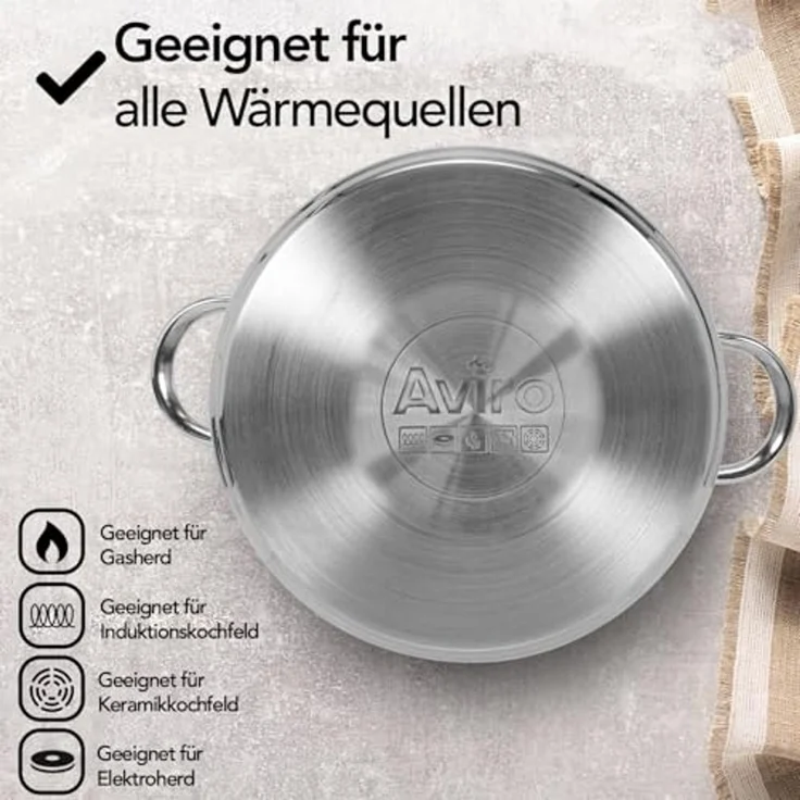 Brixy Suppentopf Stampftopf - Glasdeckel - 16,5L - 30 CM - Induktion Gas Keramik - Spülmaschinenfest - Edelstahl – Bild 7