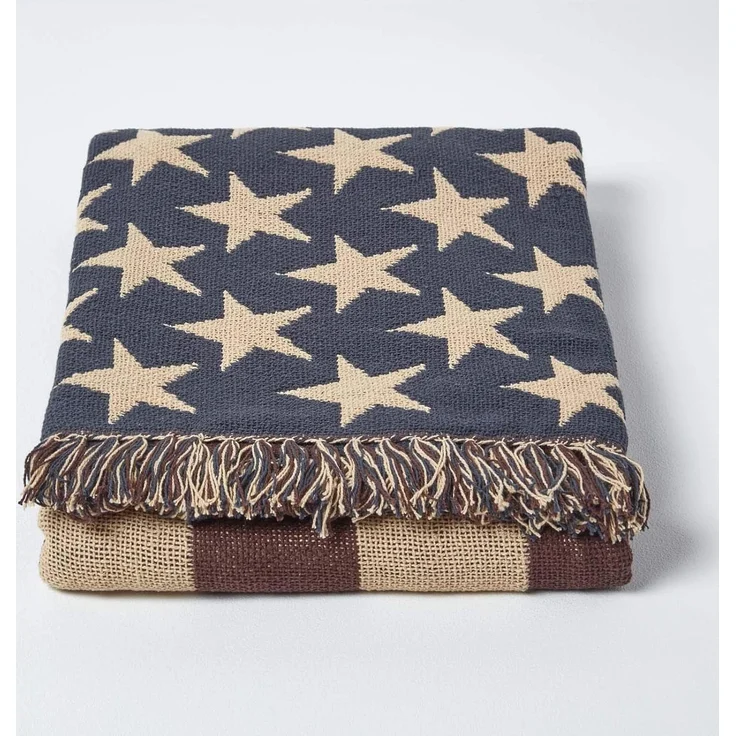 Plaid Überwurf USA-Flagge, 100% Baumwolle, 125 x 150 cm, Homescapes – Bild 2