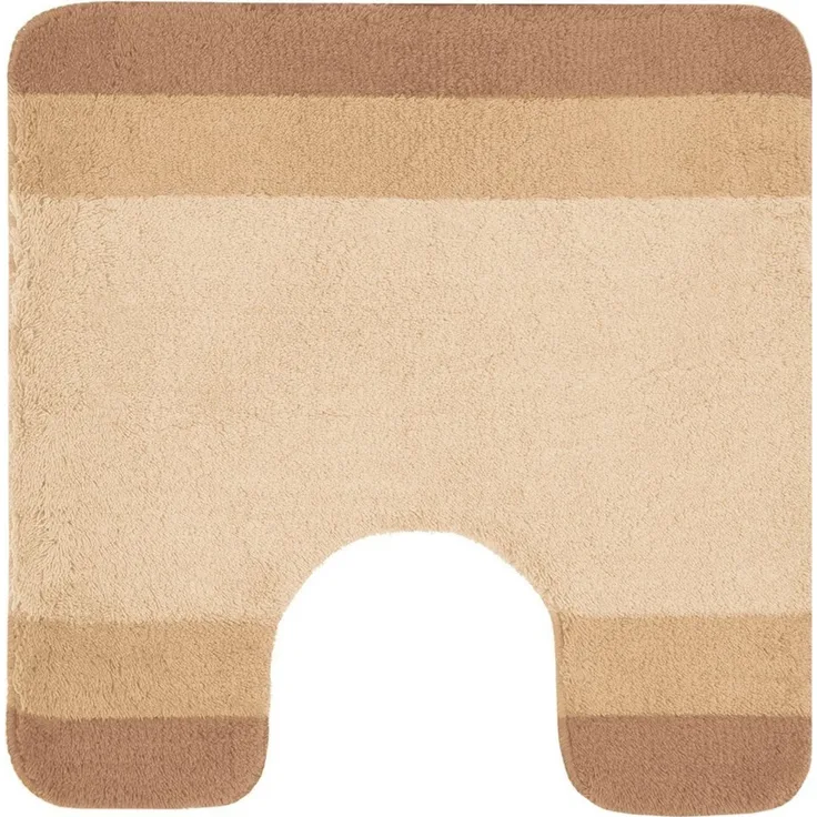 spirella Badematte | kuscheliger Hochflor | Rutschfester Badvorleger | viele Größen | waschbar 40° | 55x55 cm mit WC Ausschnitt | Bahama Beige