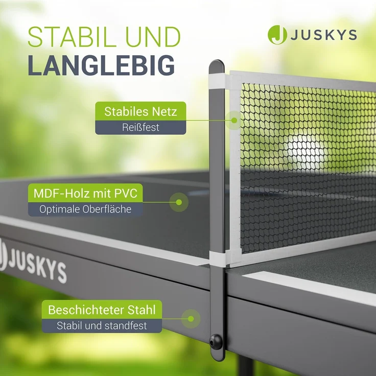 Juskys 'Flexi' Mini Tischtennisplatte mit Zubehör, klappbar, Holz / Metall schwarz, 71 x 152 x 71 cm – Bild 4