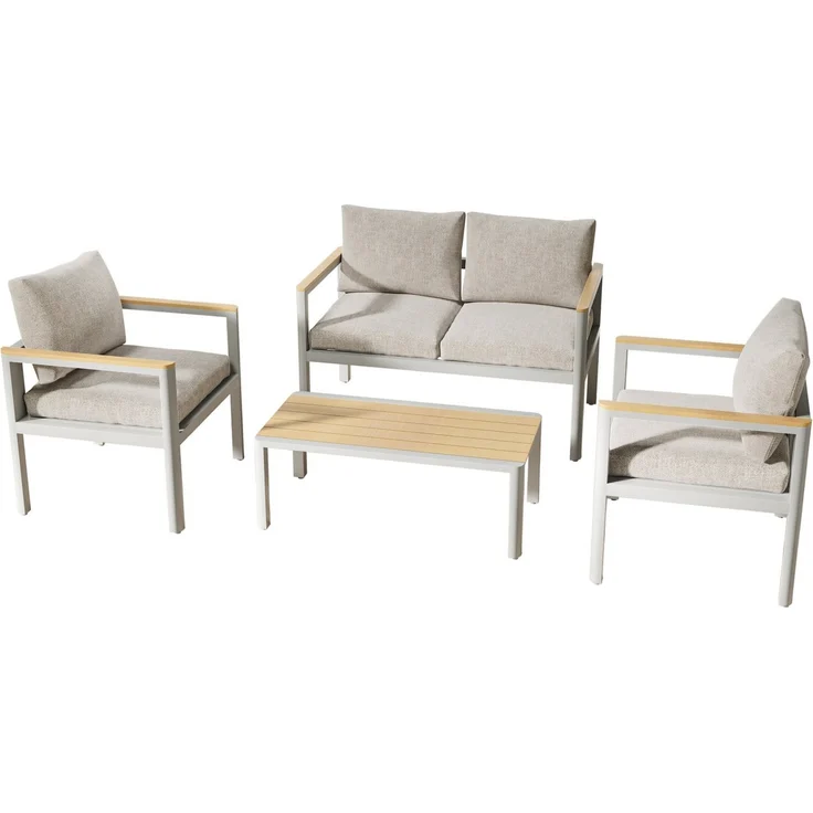 MeXo Gartenlounge-Set Balkonmöbel Set für 3-4 Personen, (Gartenmöbel Set aus Aluminium, 4-tlg, Belastbarkeit pro Sitzplatz 140 kg), wetterfeste Terrassenmöbel Lounge – Bild 3