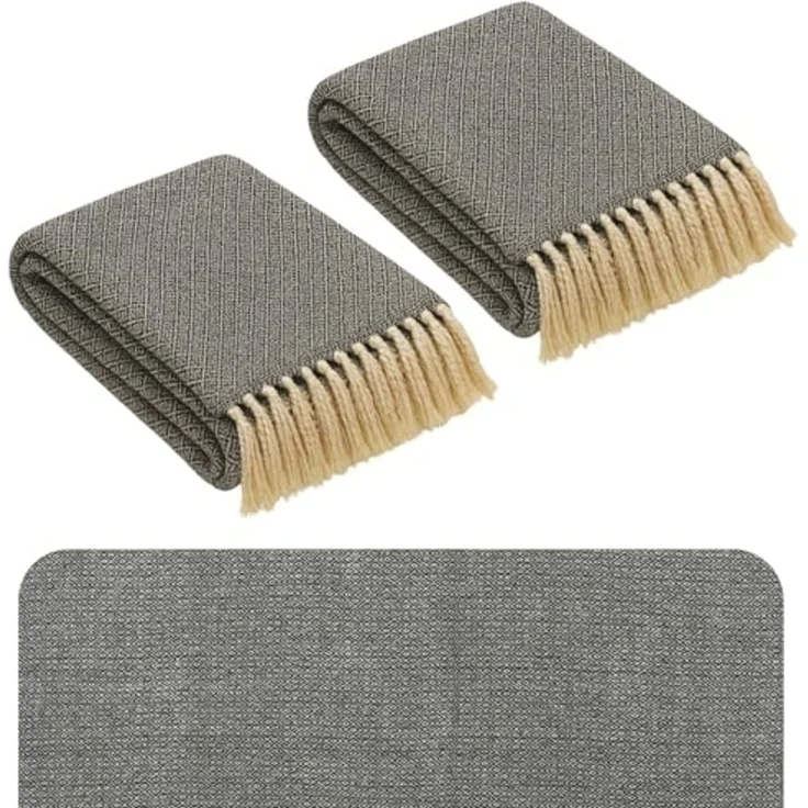 Marrakesch Orient & Mediterran Interior Tagesdecke 2er Set Calix Tagesdecke Decke Dunkelgrau 125x150 aus Baumwolle, Boho – Bild 1