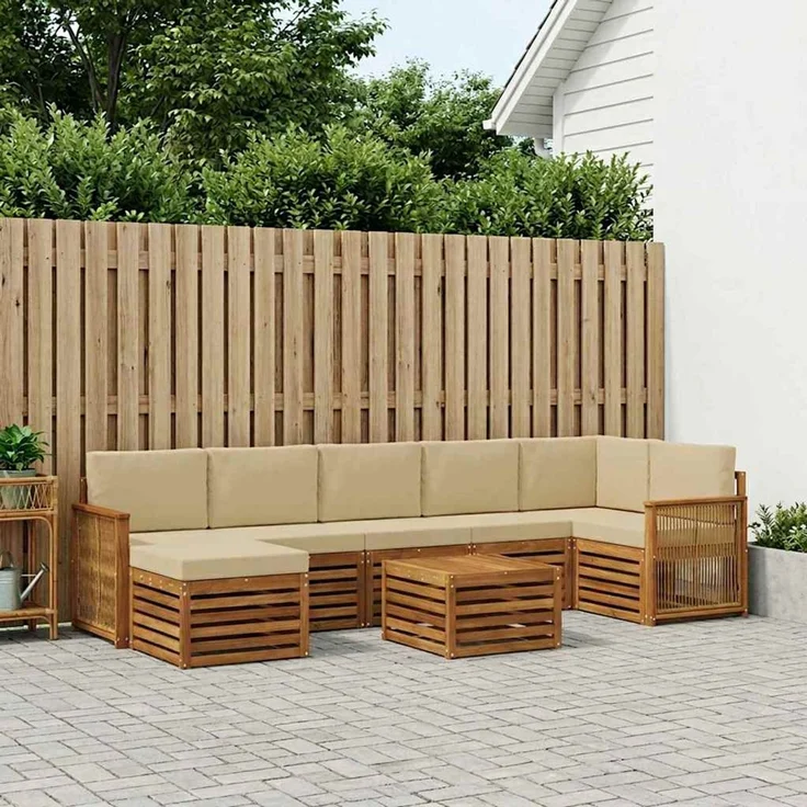 vidaXL Outdoor-Sofagarnitur 8 stk. 8-Sitzer Natur und Beige 3384659 – Bild 1