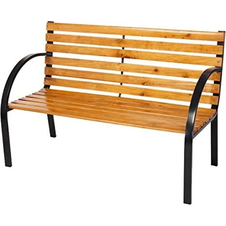Parkbank Tannenholz Gartenbank Sitzbank Holz Metall Balkon Terrasse 122x80cm
