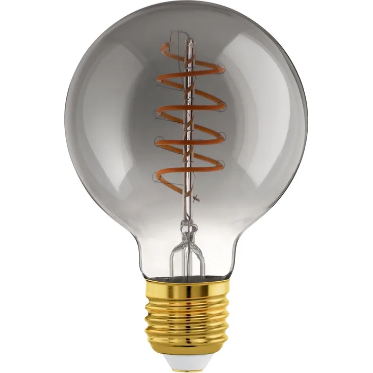 Eglo 110085 LED Filament Leuchtmittel E27 Decorative Spiral, schwarz-transparent/Glas bedampft L:12cm Ø:8cm dimmbar 2000K