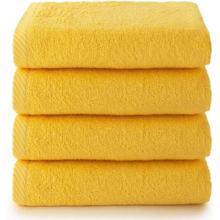 Top Towel - Plus - Badetücher - 4 Gesichts- oder Bidethandtücher - 30x50 cm - 100 % Baumwolle - Zitrone