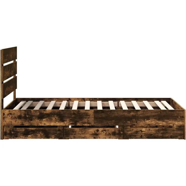 vidaXL Bettrahmen Räuchereiche 75 x 190 cm Ingenieurs Holz 3411871 – Bild 9