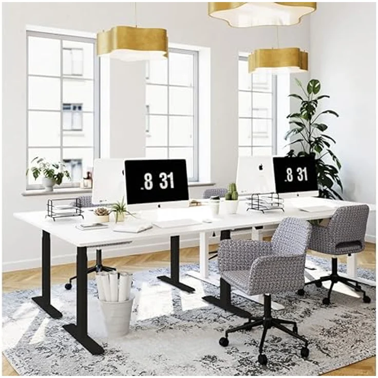 Kare Design Schreibtisch Office höhenverstellbar 160x80 cm, Elektrisch höhenverstellbarer Schreibtisch mit Doppelmotor, Stufenlos höhenverstellbares Tischgestell inkl. Tischplatte, Steh-Sitz Pult – Bild 2