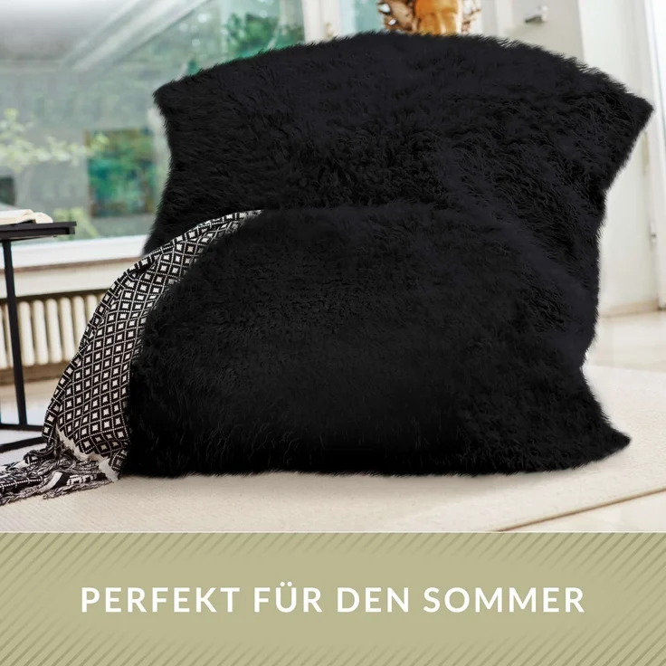 Green Bean® XXL-Sitzsack Fellotpik mit Füllmaterial (EPS Perlen - 380 Liter) - Indoor Maße ca 180 x 140 cm - Bean Bag - Schwarz – Bild 6