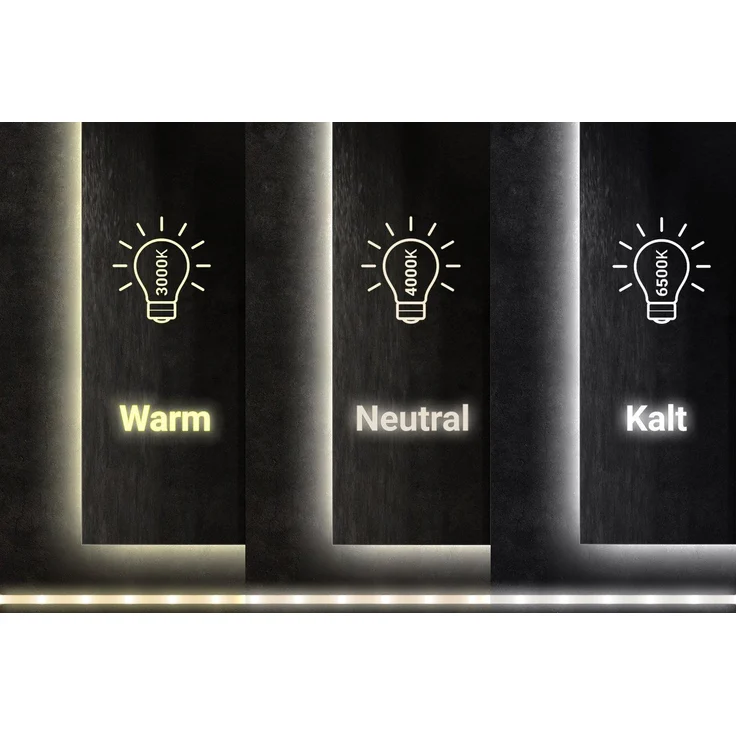 Tulup LED-Lichtspiegel Wandspiegel Halbrund Badspiegel Spiegel Neutralweiß LED-Beleuchtung (Neutralweiß 4000K) – Bild 3