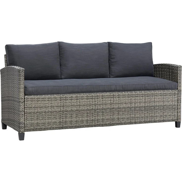 KONIFERA Gartenlounge-Set Amsterdam, (Set, 16-tlg, 1x 3er Sofa, 1x 2 Sessel, 2x Hocker, 1xTisch 144,5x74x67cm,Polyrattan), Stahl, Ablagefläche unter dem Tisch, Loungeset – Bild 2