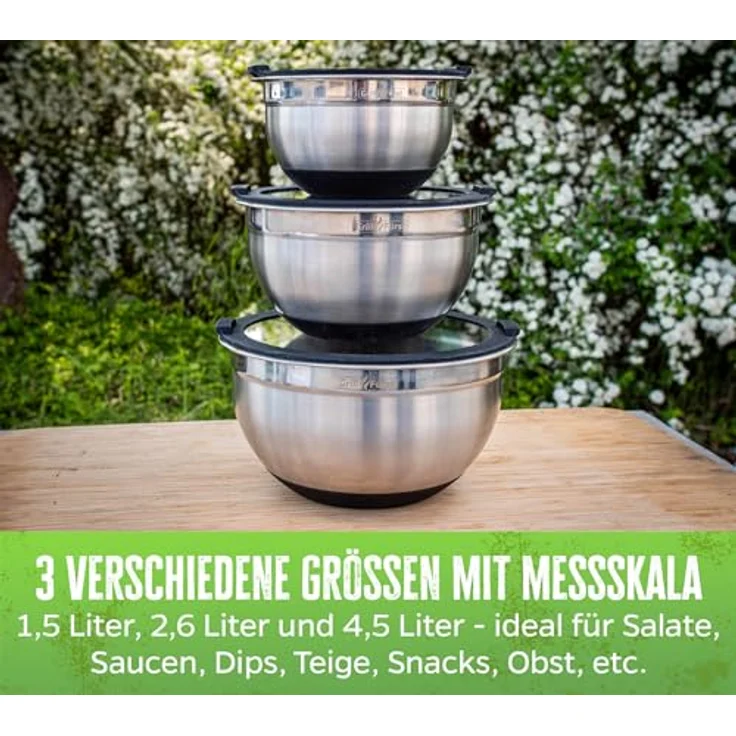 Grillfürst Servierschale Grillfürst BBQ Edelstahlschüssel Set mit Glasdeckel – Bild 4