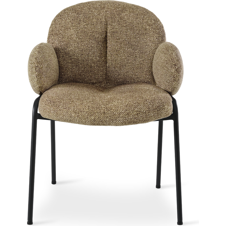 GOEURVANT 1235 Esszimmerstühle 4er-Set mit Armlehnen, Polsterstühle, Bouclé - Taupe – Bild 2
