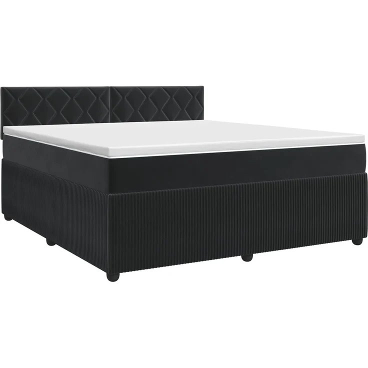 vidaXL Boxspringbett mit Matratze Schwarz 180 x 200 cm Samt 3451735 – Bild 2