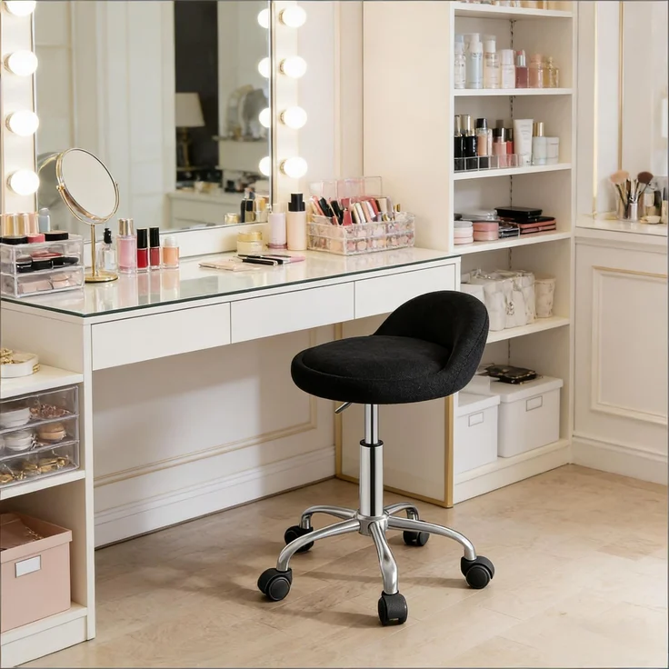 Praktische Bürostühle,Drehstühle,Friseurstühle,Stühle,Make-up Stühle(nur mit Bürostühlen)--Schwarz--30x30x65.5cm--YOUDENOVA – Bild 1