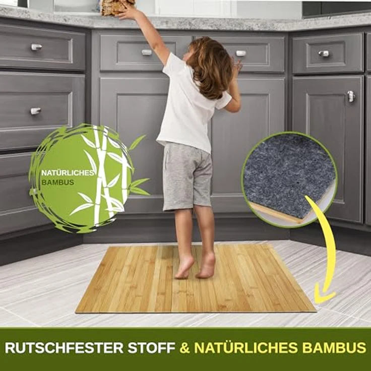 SereneLife Bambusmatte, 60x40 cm Bambusteppich, Badematte Holz mit Rutschfester Unterseite, Badeteppich faltbar & Rollbar, Badvorleger aus Holz für Badewanne, Dusche, Antirutschmatte Dusche – Bild 6