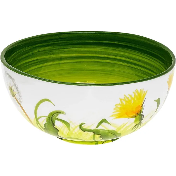 Lashuma Salatschüssel Pusteblume, Keramik, (1-tlg), Runde Deko Schüssel handgemacht 22 cm Ø