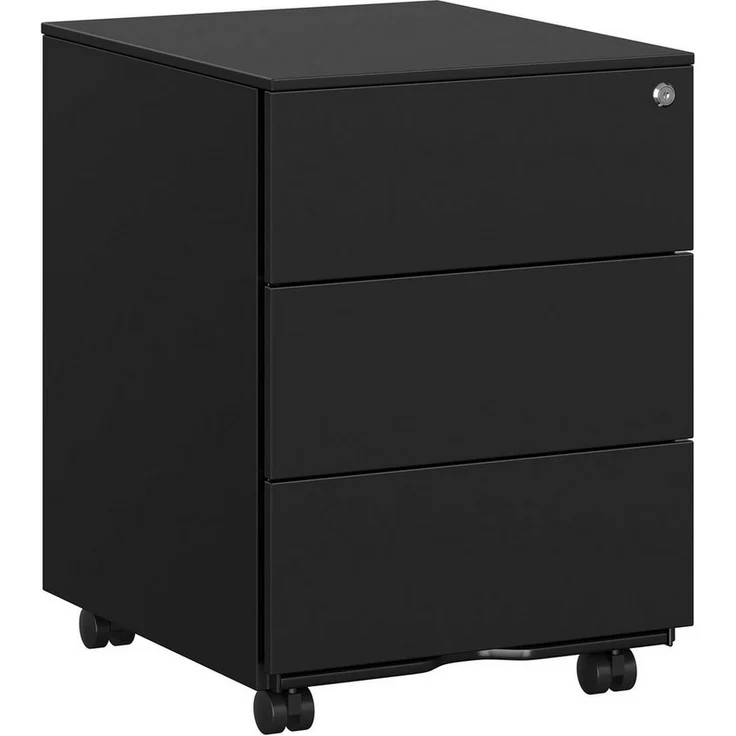 Songmics Rollcontainer mit 3 Schubladen und abschließbar, Stahl mattschwarz, 39 x 45 x 55 cm – Bild 5