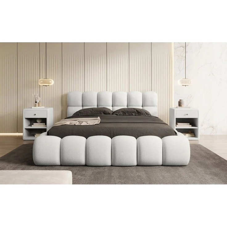 Luxusbetten24 Polsterbett Designer Polsterbett Boston Bouclé, mit Stauraum – Bild 3