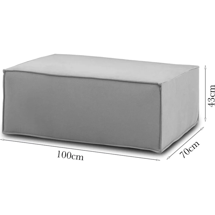 Dmora Assisi-Pouf, Wohnzimmer-Pouf, Relaxsessel aus gepolstertem Stoff, 100 % Made in Italy, 100 x 70 x 43 cm, Grau – Bild 3