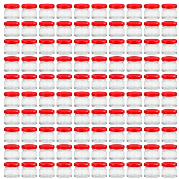 hocz 100x Mini Marmeladengläser 30 ml | mit Deckel Rot TO 43 | kleine Einmachgläser mit Schraubdeckel zum befüllen | Schraubgläser, Sturzgläser Set | leere Gläser für Marmelade | 100 Stück – Bild 1