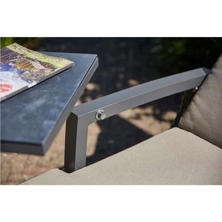 Gartenliege Corido, Rattan, Grau, Schwarz, 70 x 101 x 162 cm – Bild 6