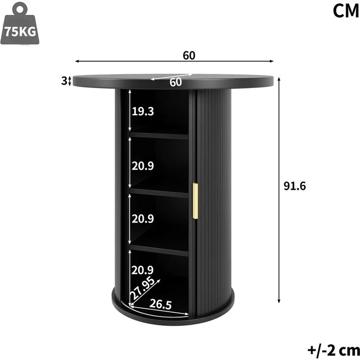 Runder Bartisch mit Stauraum, 91,6cm hoher Stehtisch mit Schrank, MDF Holzoptik, Belastbar bis 75kg, für Bar & Wohnzimmer – Bild 5