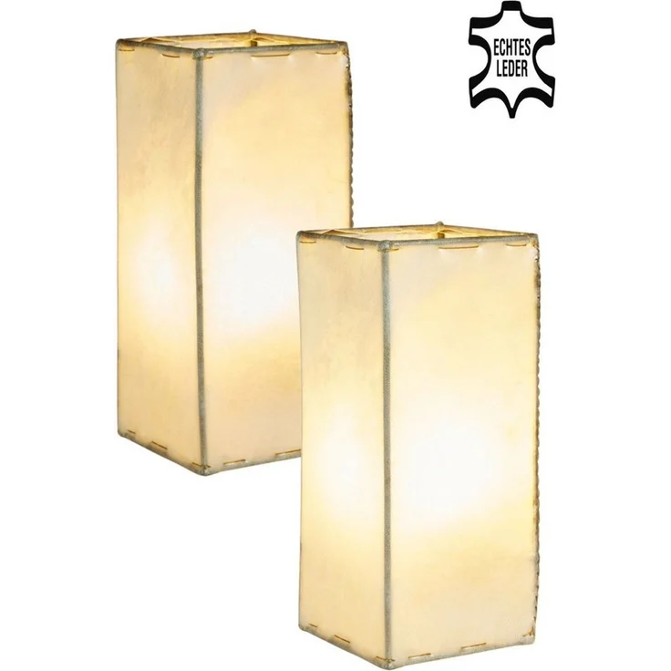 Marrakesch Orient & Mediterran Interior Nachttischlampe Leder Nachttischlampe Tischlampe Lampe Janka natur, Handarbeit – Bild 2