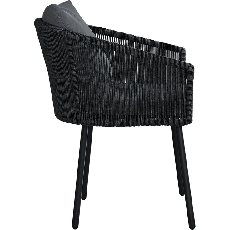 STEELSØN 'Nair' Polyrattan Gartenstuhl, 6er-Set, schwarz, wetterfest & UV-beständig, Balkonstühle bis 160 kg belastbar, Gartensessel inkl. Kissen – Bild 12