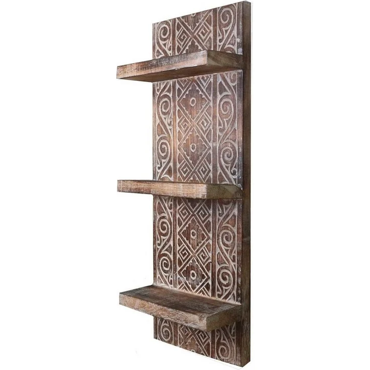 Oriental Galerie Wandregal Wandregal Wandbrett mit 3 Ablagen Model Anisa 25 cm breit in braun – Bild 2