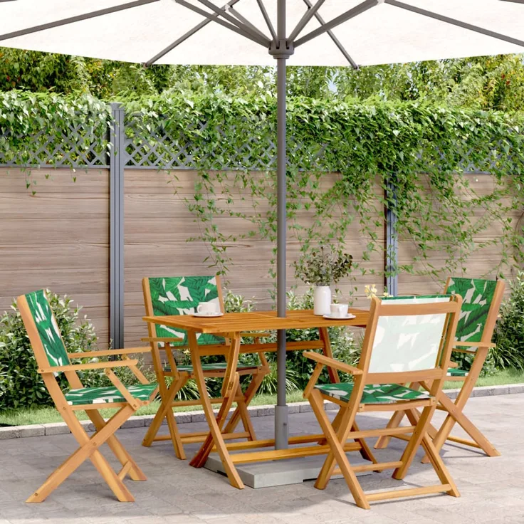 vidaXL Klappstühle, 4 Stück, grüner Stoff und Massivholz 3214586