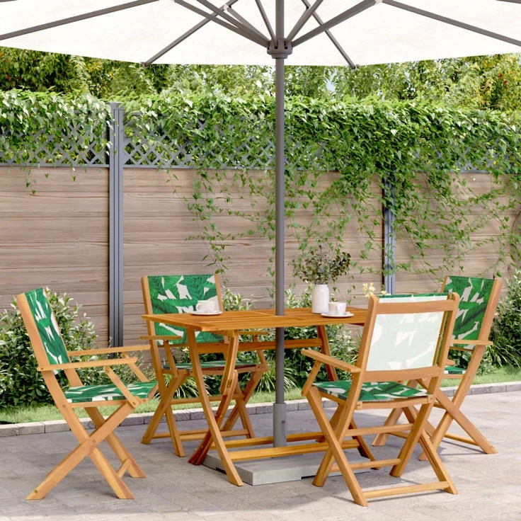 vidaXL Klappstühle, 4 Stück, grüner Stoff und Massivholz 3214586 – Bild 1