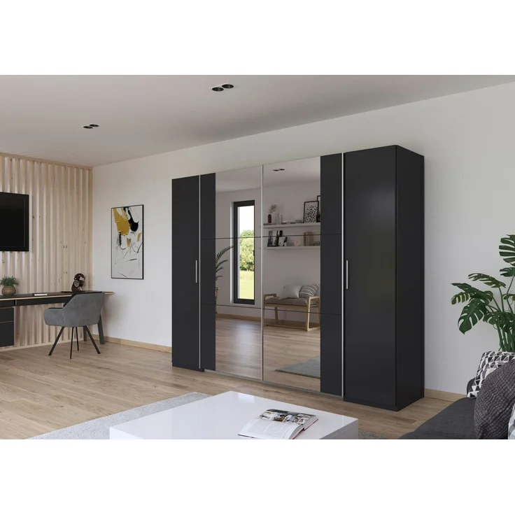 rauch Schwebetürenschrank Kleiderschrank Drehtürenschrank Schrank Garderobe KRONACH (in 3 Ausstattungen BASIC/CLASSIC/PREMIUM, Breiten 225/268/311/354 cm) Kombischrank optional mit 1 oder 2 Spiegel viele Böden MADE IN GERMANY – Bild 2