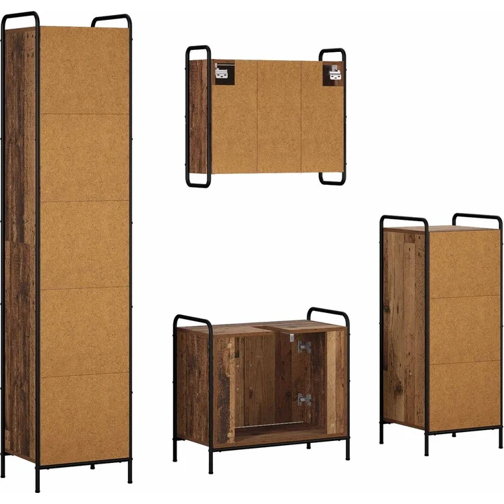 vidaXL Badezimmerschrank-Set 4 stk. Altholz 40 x 36 x 181 cm 3444595 – Bild 8