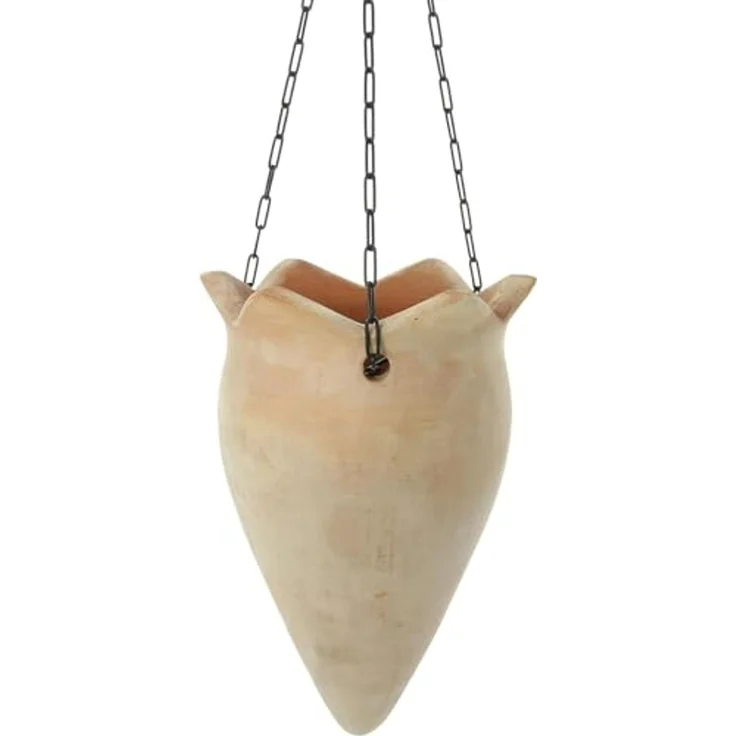 Pflanzenampel "Terra" aus Terracotta, 70 cm hoch, Blumenampel mit Metallkette, Hängeampel – Bild 5