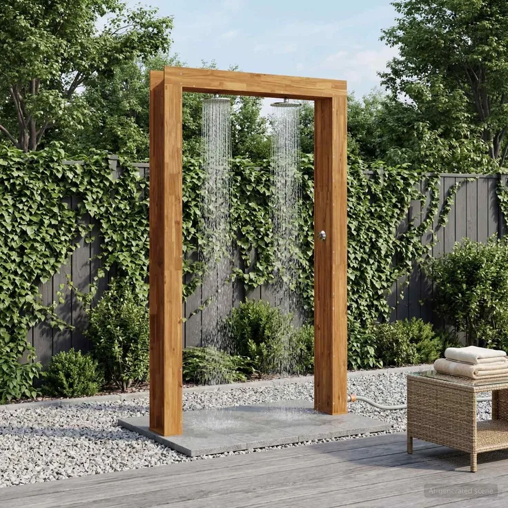 vidaXL Gartendusche 226 cm Massives Akazienholz und Edelstahl Natur 903114