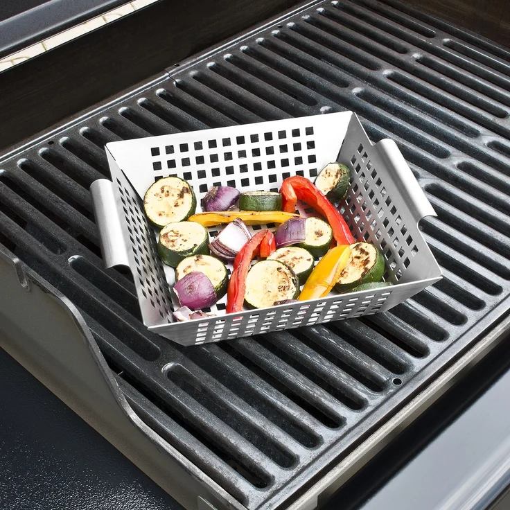 Grillkorb 25 x 21 x 6,5 cm Edelstahl Grillpfanne Grillplatte – Bild 4