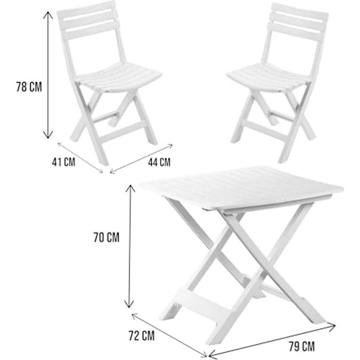 Dmora Outdoor-Set bestehend aus: 2 Stühlen und 1 Tisch, Made in Italy, Farbe weiß – Bild 3