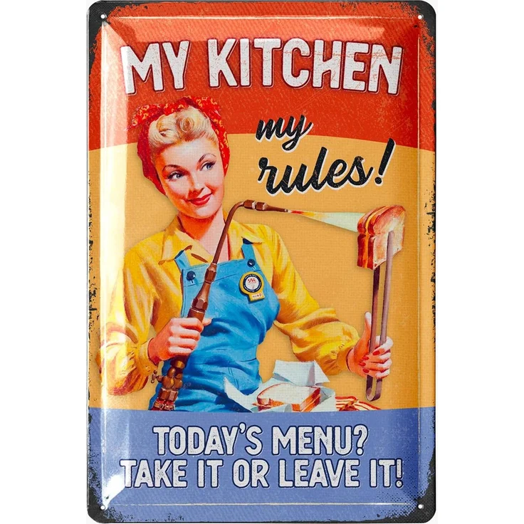 LANOLU Blechschild My Kitchen Rules 20x30cm – Metall – Mehrfarbig – 20293 – Bild 1