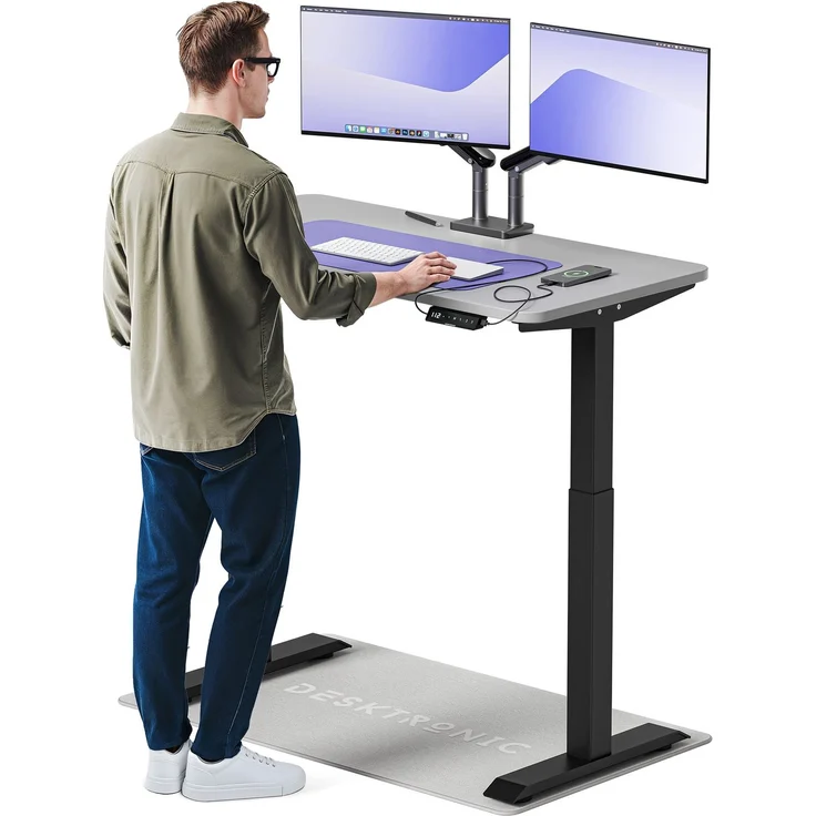 Desktronic HomeOne Elektrisch höhenverstellbarer Schreibtisch 120x60cm Schwarz/Grau mit Memory-Funktion, Anti-Kollisions Technologie, USB-A und USB-C-Ladeanschlüssen – Bild 1