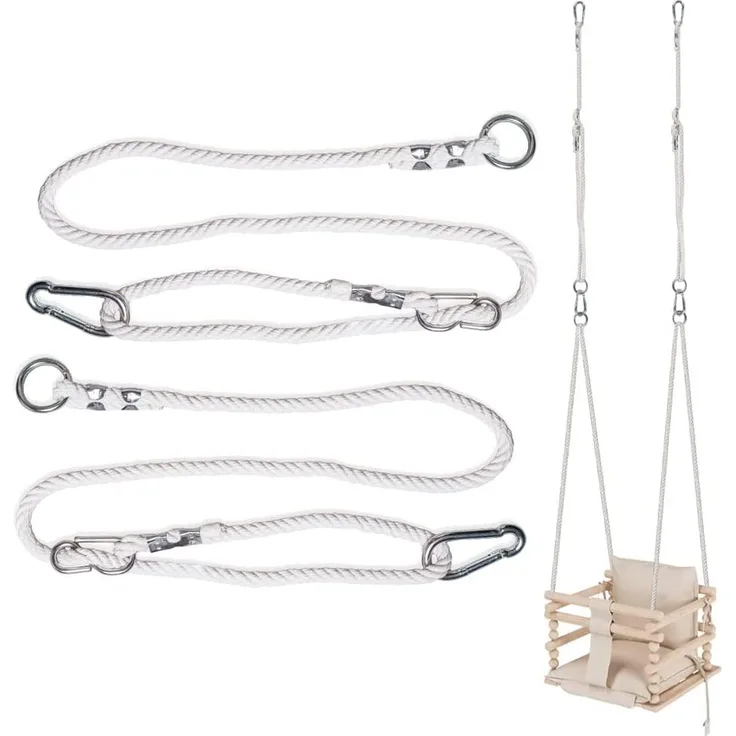 MAMOI® Einstellbar Schaukel Seil 85-140 cm, 2 x Schaukelseil Verlängerung mit Metal Schaukelhaken Karabiner