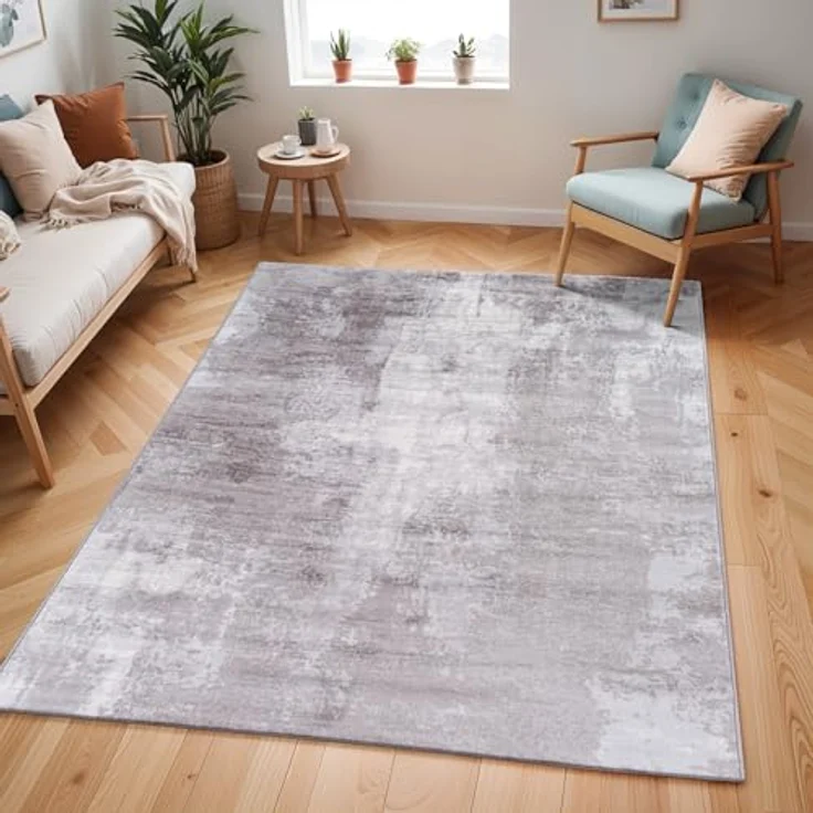 LIVABLISS Kurzflorteppich Giulia, grau, rechteckig, 160x220 cm, Oeko-Tex® Standard 100, modern und abstrakt – Bild 1