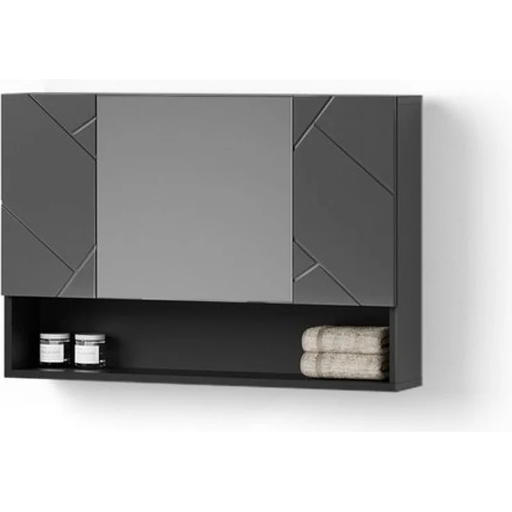 Livinity® Badezimmerspiegelschrank Ronco, Anthrazit Hochglanz, 80.1 x 55 cm (1-St) – Bild 4