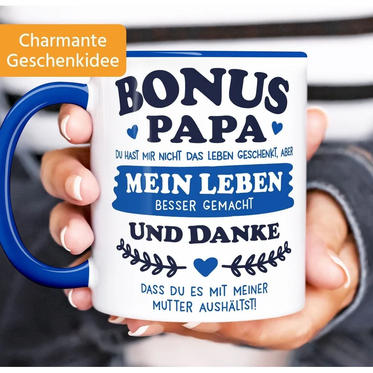 MoonWorks Tasse Kaffee-Tasse Geschenk Bonus-Mama, Bonus Papa Stiefmutter, Keramik – Bild 2