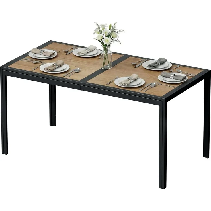 TLGREEN Gartentisch Groß, 150×80×72 cm DPC Balkontisch, (Rechteckiger Terrassentisch mit Metallgestell), Esstisch Outdoor für Garten, Balkon, Terrasse,Innenräume usw – Bild 1