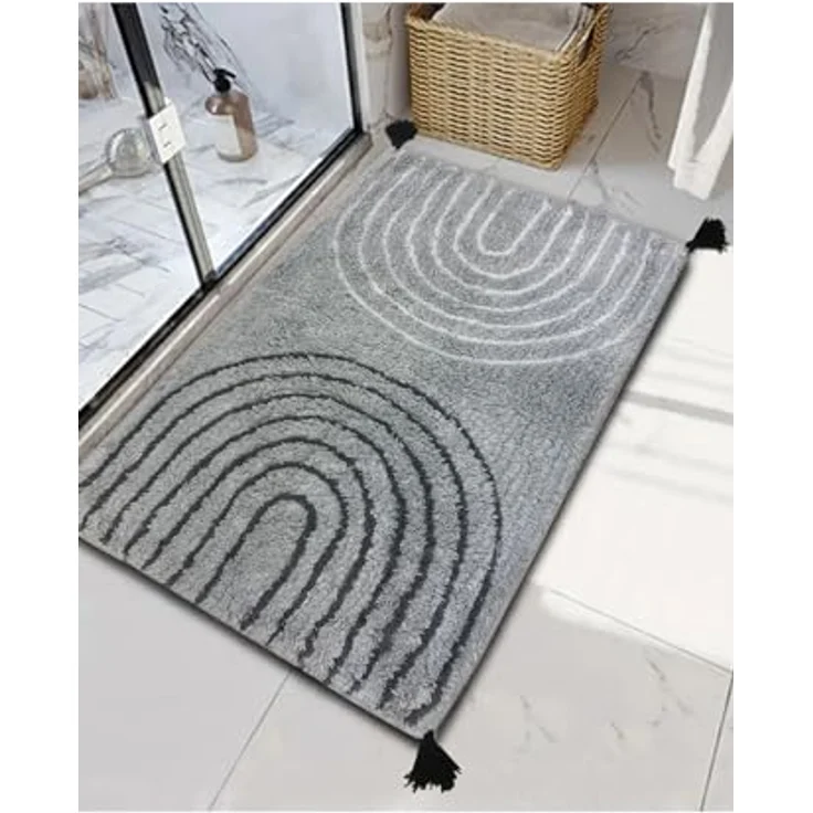 Foutastic Luxuriöse graue Badematte, 60 x 100 cm | 100% Baumwolle, 600 g/m², rutschfest und antibakteriell, weicher Flor, Höhe 6–12 mm | Maschinenwaschbar – Bild 2